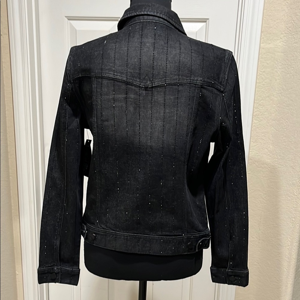 Liverpool Black Rhinestone Jean Jacket Sz S - Picture 14 of 17